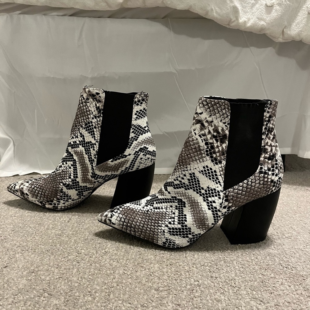 snakeskin boots with heel